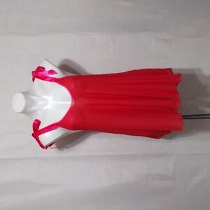 Victoria’s Secret Red Chiffon Chemise Ribbon Tie Strap Lingerie M Romantic Chic